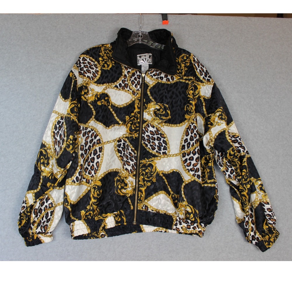 Sunterra 90s Retro Vintage Bomber Jacket Womens Large Animal Print Mix
